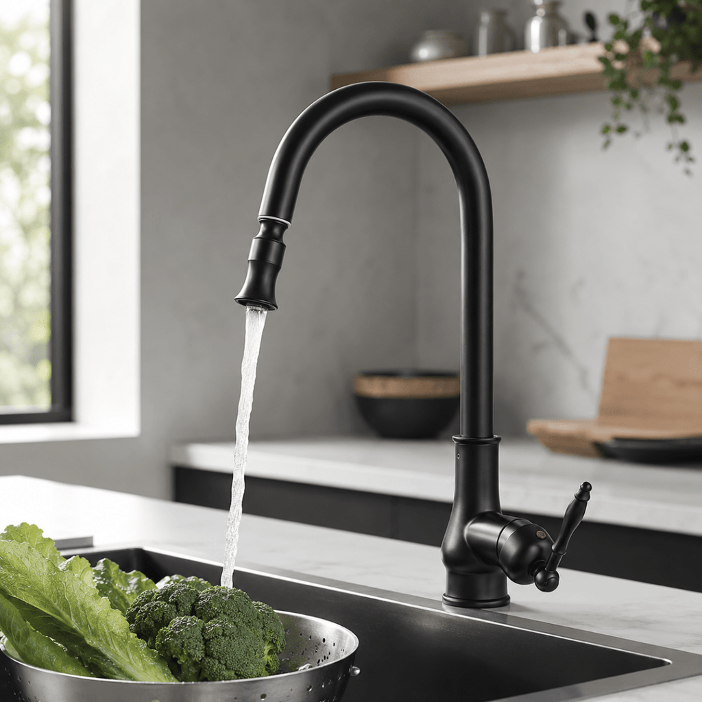 Retro Solid Brass Kitchen Tap with Pull-Out Spray Head