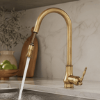 Retro Solid Brass Kitchen Tap with Pull-Out Spray Head