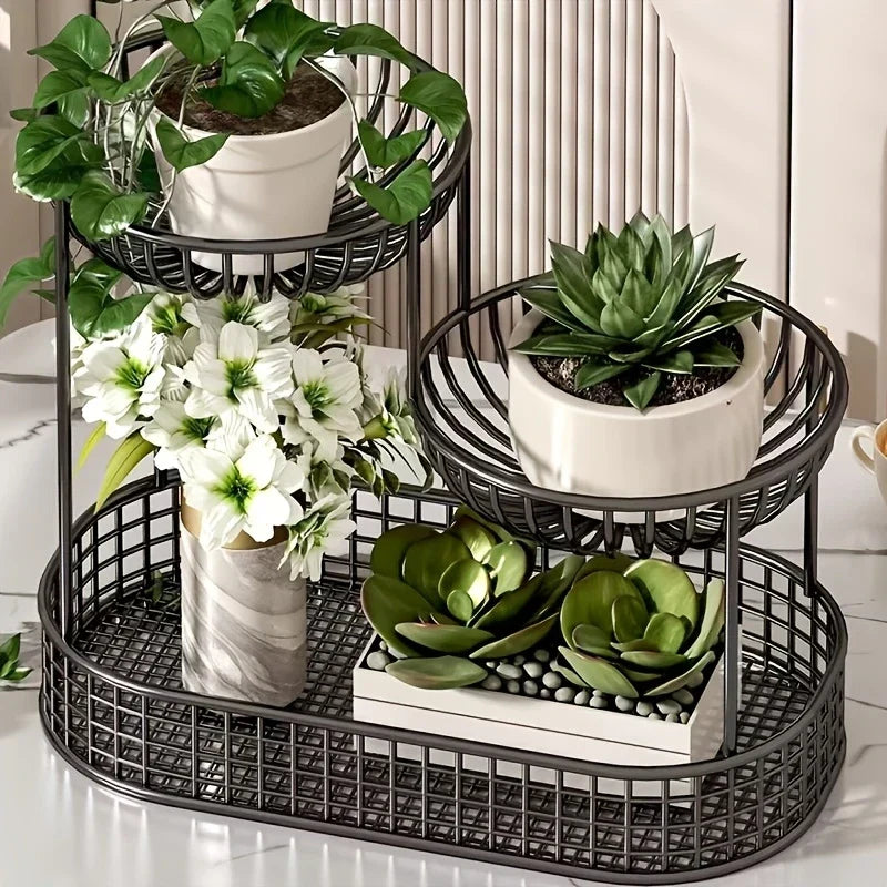 3-Tier Metal Fruit Stand, Gold Finish Serving Stand