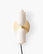Twin Glass Shade Wall Light, E27, Six Colours, Plug-In or Wired