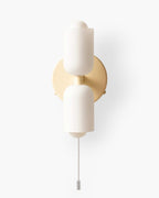 Twin Glass Shade Wall Light, E27, Six Colours, Plug-In or Wired