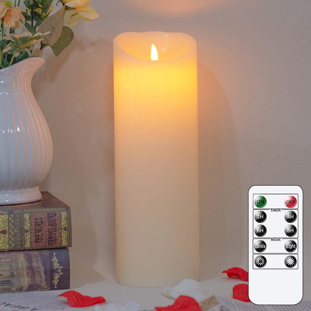 Flameless LED Candle with Moving Wick, Remote and Timer