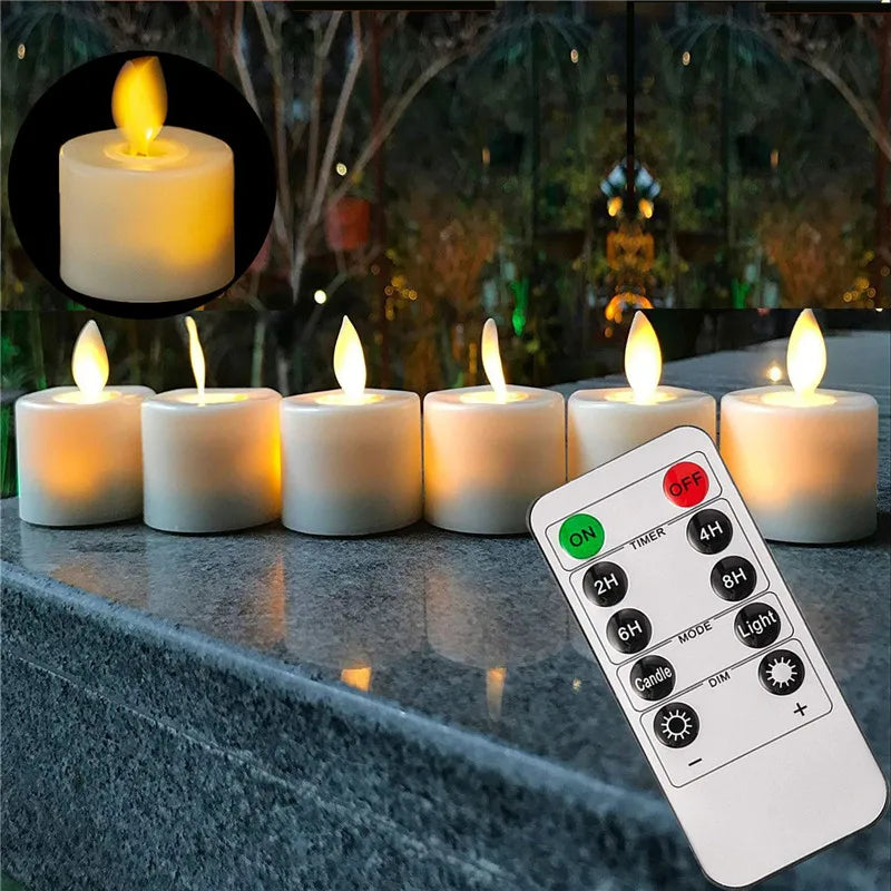 Flameless LED Tealight Candles with Moving Flame