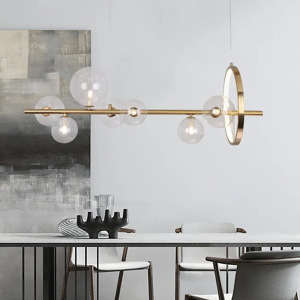 Linear Glass Globe Pendant Light, 7 or 10 Lights, G9 LEDs