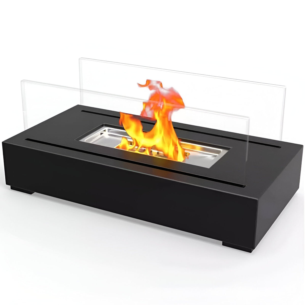 Bioethanol Tabletop Fireplace with Glass Panels, 35 cm