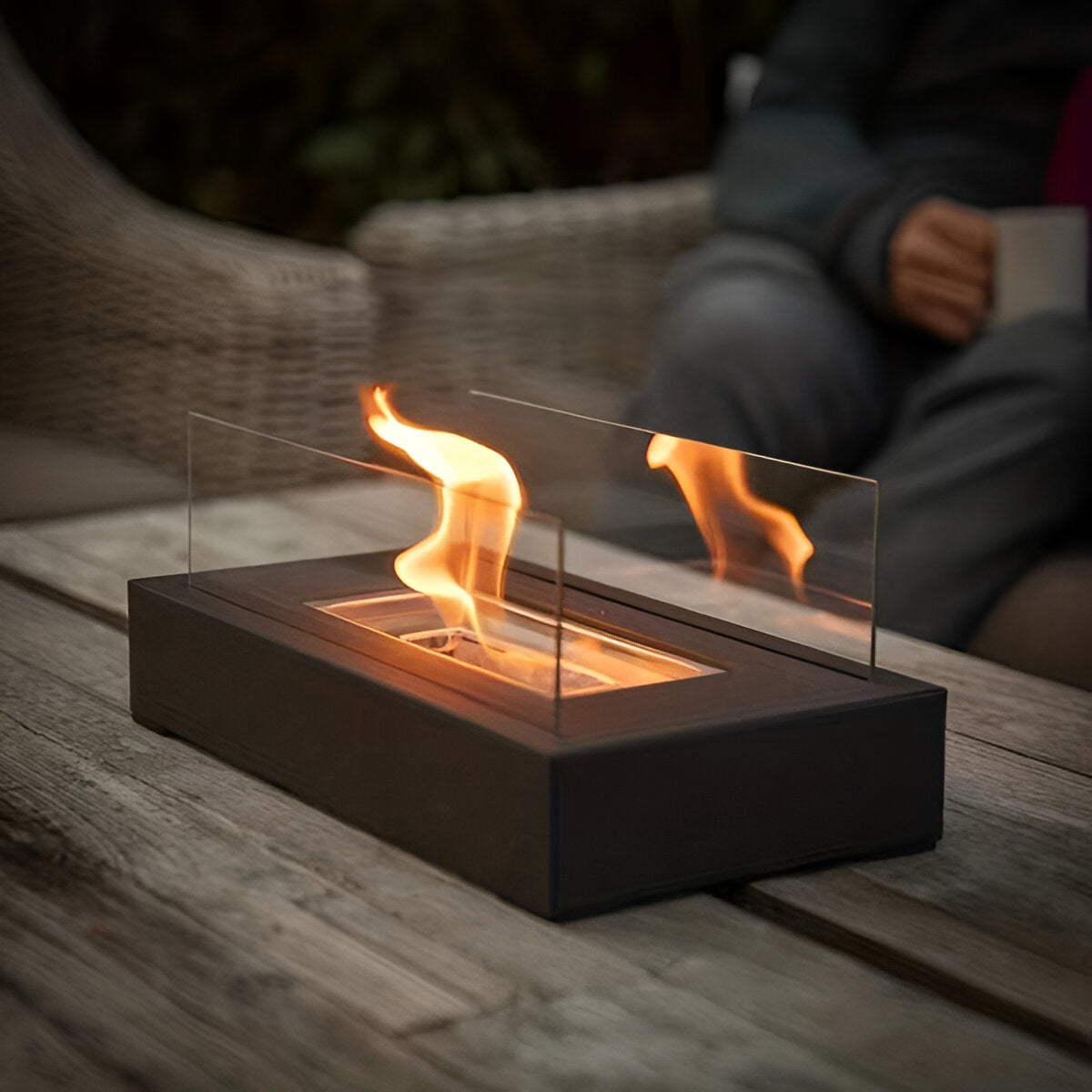 Bioethanol Tabletop Fireplace with Glass Panels, 35 cm