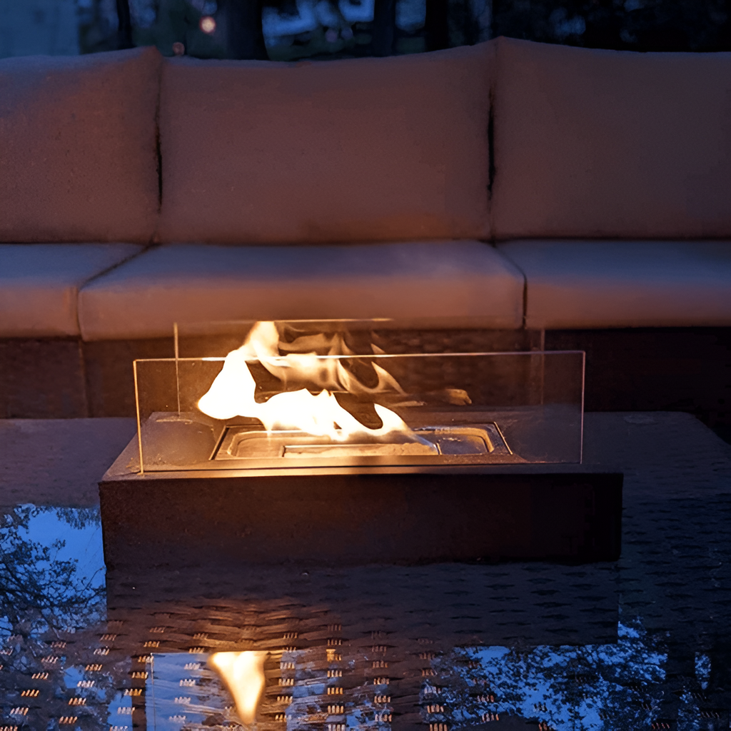 Bioethanol Tabletop Fireplace with Glass Panels, 35 cm