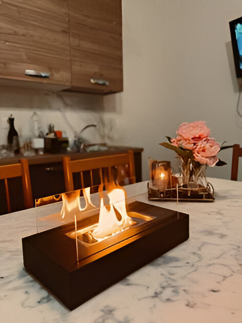 Bioethanol Tabletop Fireplace with Glass Panels, 35 cm