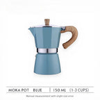 Blue Aluminium Stovetop Moka Espresso Pot, 150 or 300 ml