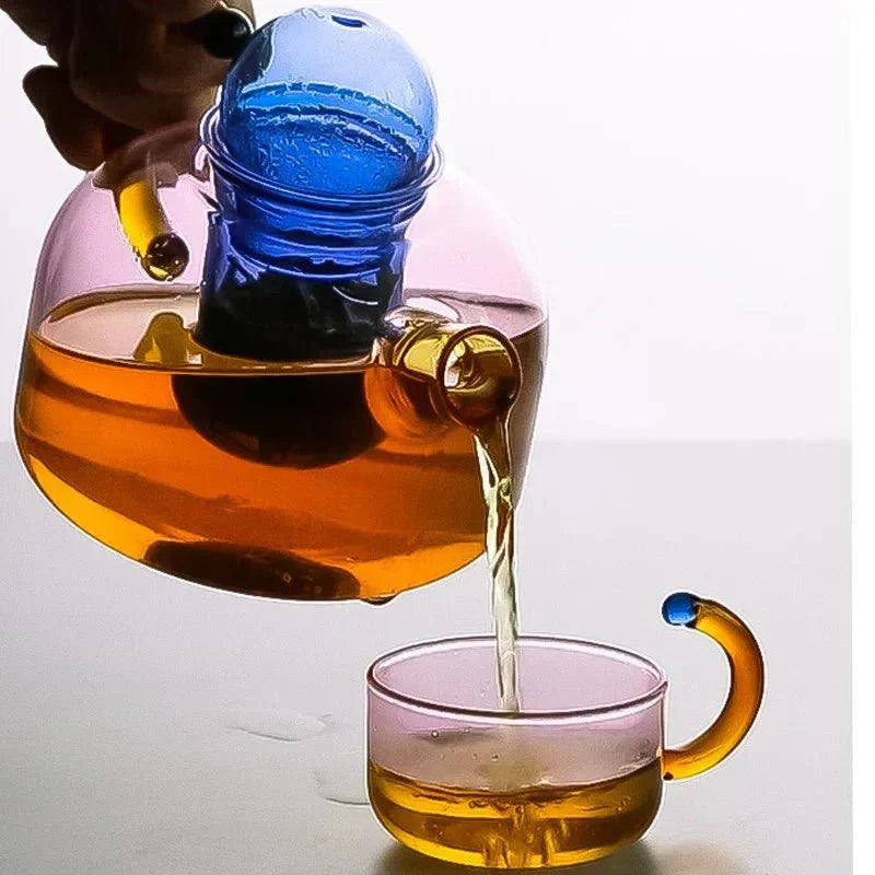 Borosilicate Glass Teapot and Cups Tea Set with Filter