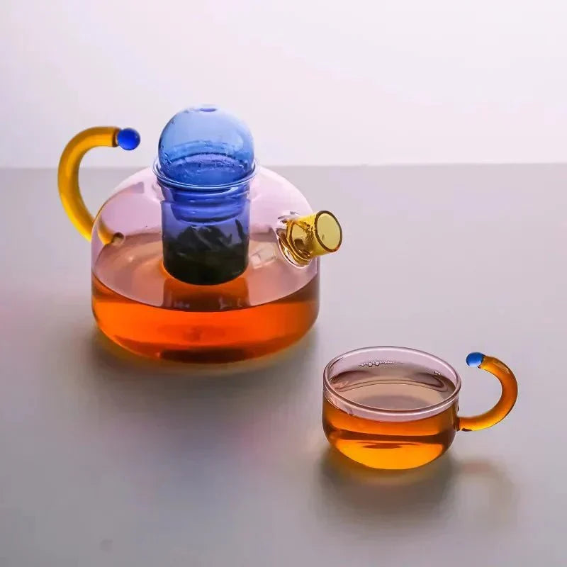 Borosilicate Glass Teapot and Cups Tea Set with Filter