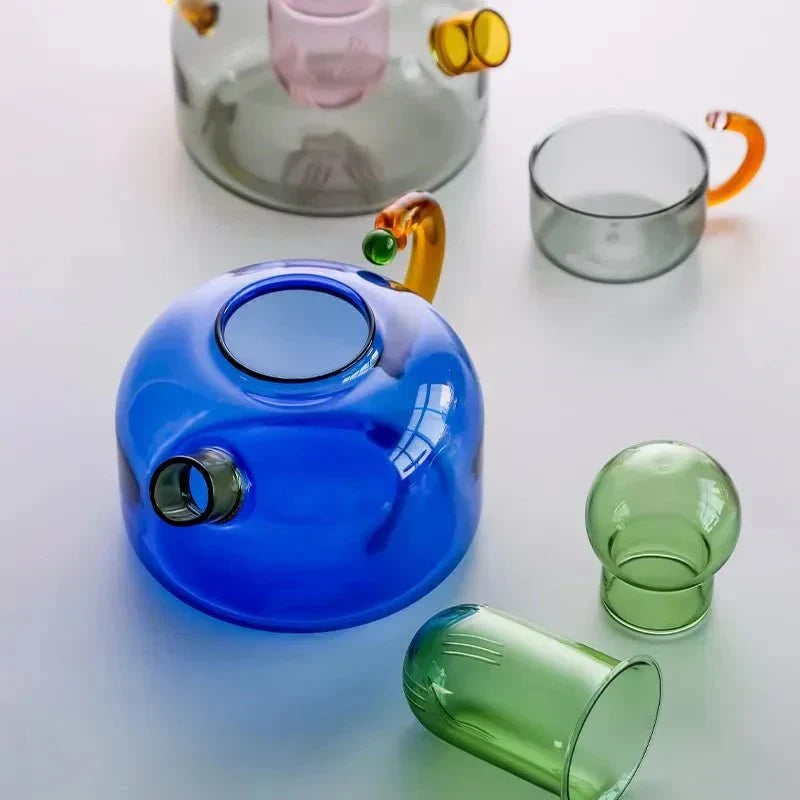 Borosilicate Glass Teapot and Cups Tea Set with Filter