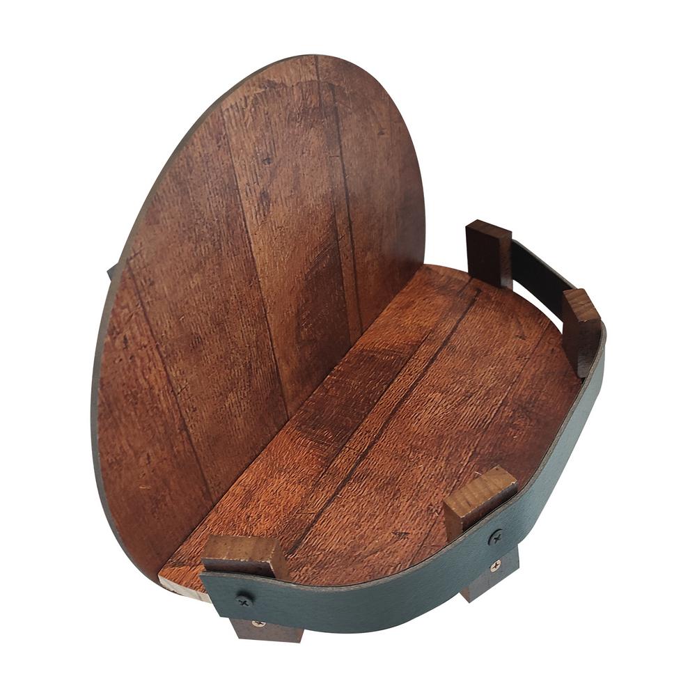 Reclaimed Whisky Barrel Wall Shelf, Rustic Oak, 30 x 30 cm