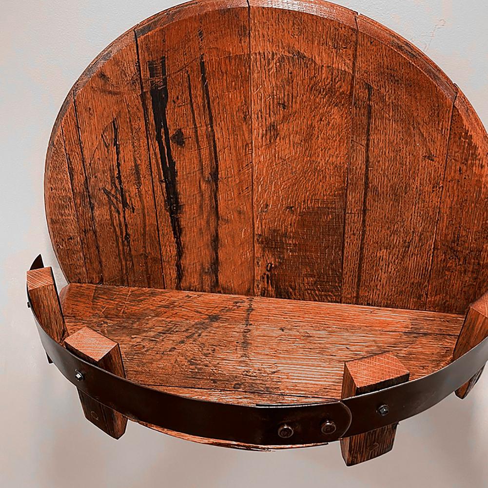 Reclaimed Whisky Barrel Wall Shelf, Rustic Oak, 30 x 30 cm