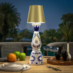 Cordless Bottle Lamp with Fabric Shade, 3000K, USB-C Rechargeable
