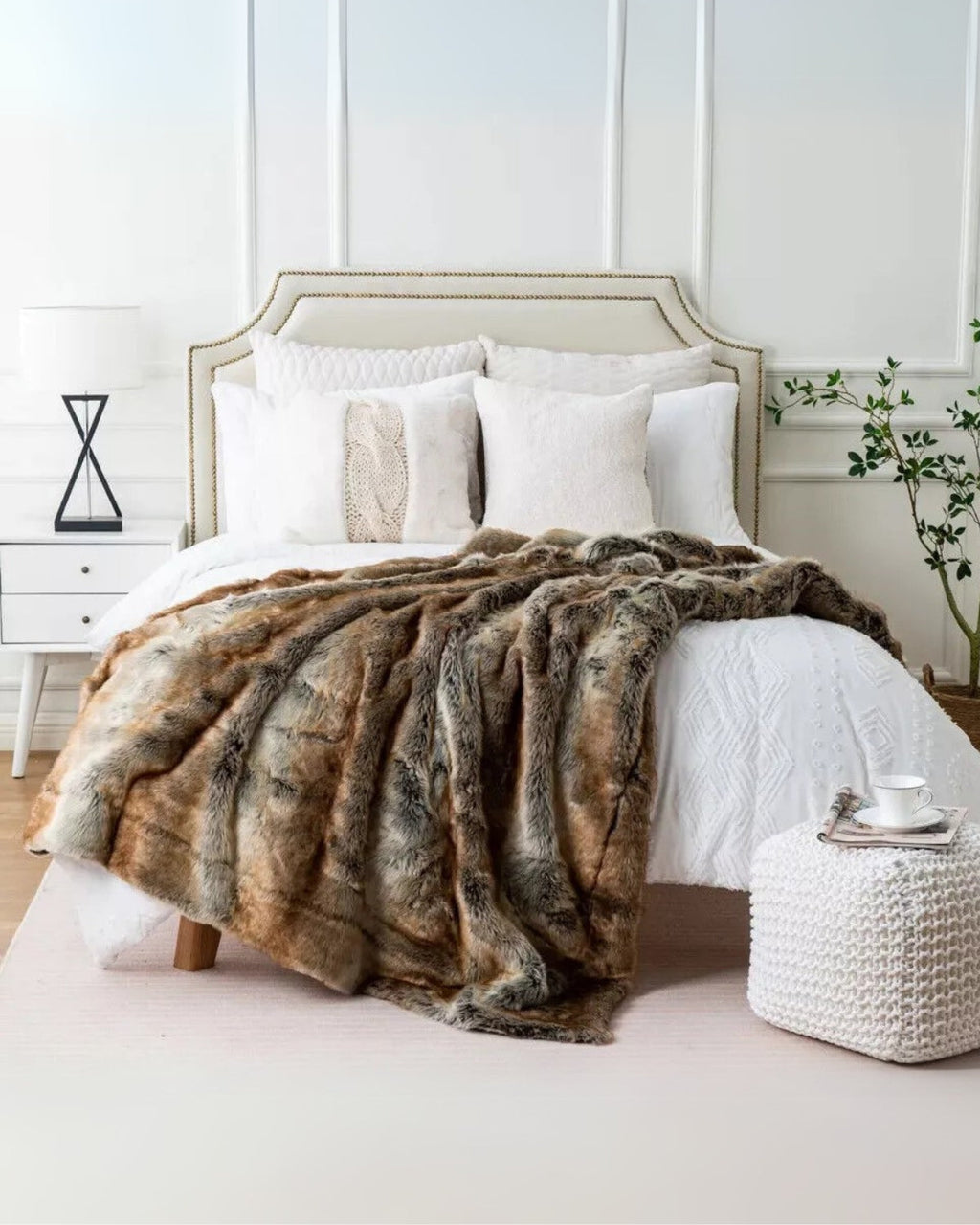 Faux Fur Throw 150x200cm, Soft Blanket for Sofa or Bed