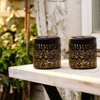 Solar Peony Shadow Wall Lights, Set of 2, Iron, Adhesive