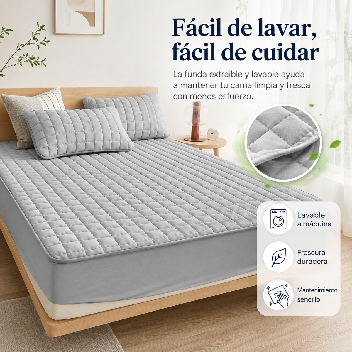 Quilted Water-Resistant Mattress Protector, Fits 30cm Depth