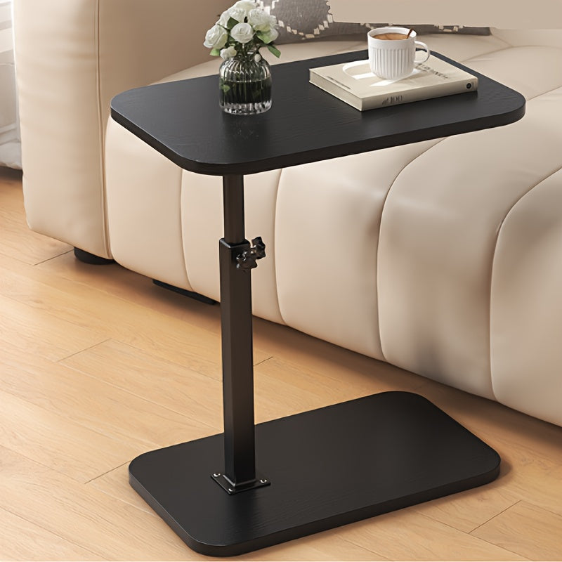 Height Adjustable Side Table for Sofa and Bed, Wood and Metal