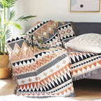 Jacquard Woven Throw with Plaited Fringes, 130 x 160 cm