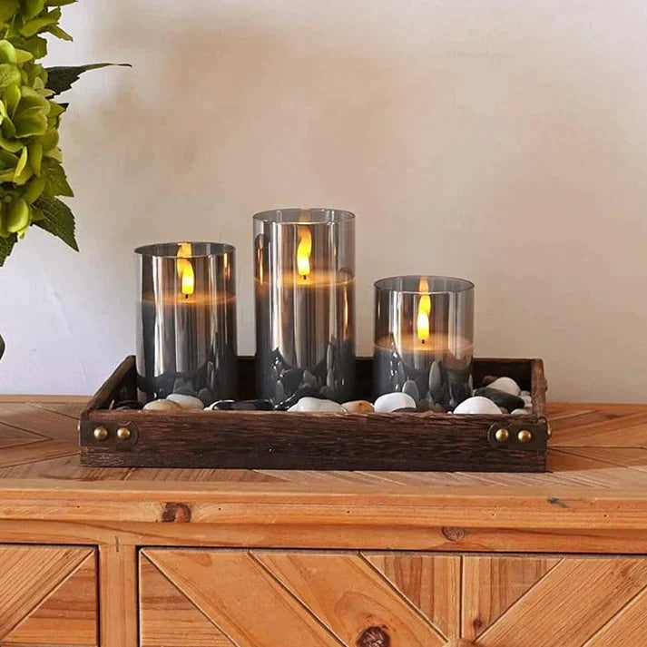 Flameless LED Candle Set of 3 with Flame Effect, Remote and Timer