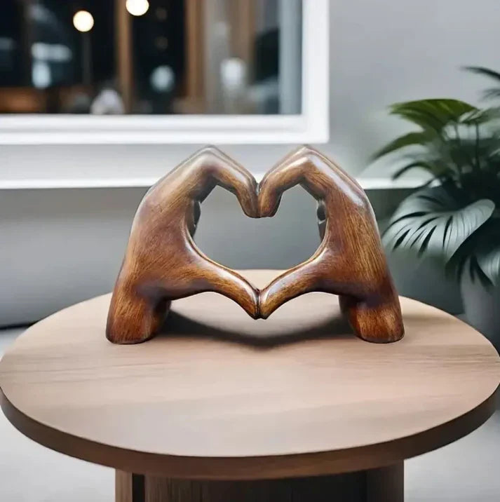 Handmade Wooden Heart Ornament, Carved Love Symbol Decor