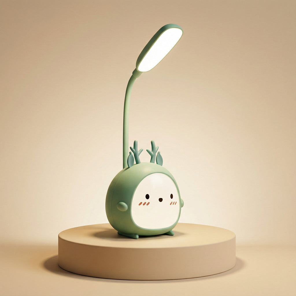Rechargeable Kids LED Desk Lamp with Flexible Arm and Deer Motif