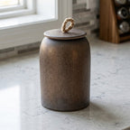 Textured Ceramic Storage Jar with Lid and Jute Handle