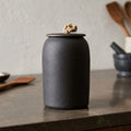 Textured Ceramic Storage Jar with Lid and Jute Handle