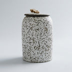 Textured Ceramic Storage Jar with Lid and Jute Handle