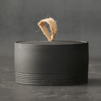Wabi-Sabi Ceramic Storage Jar with Jute Handle Lid