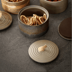Wabi-Sabi Ceramic Storage Jar with Jute Handle Lid