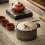 Wabi-Sabi Ceramic Storage Jar with Jute Handle Lid