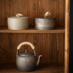 Wabi-Sabi Ceramic Storage Jar with Jute Handle Lid