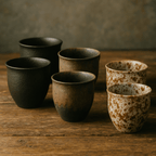 Rustic Ceramic Espresso Cup Set of 6, 90ml Glazed Finish