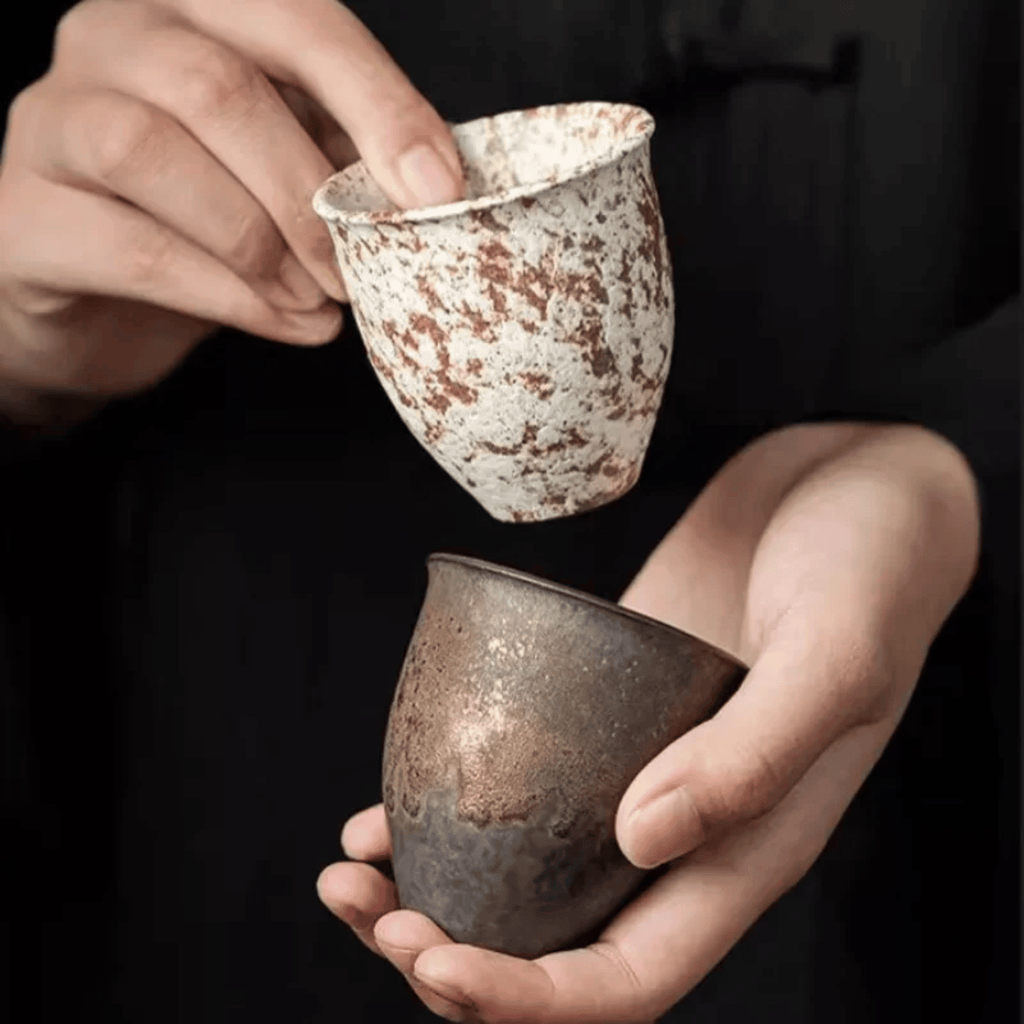Rustic Ceramic Espresso Cup Set of 6, 90ml Glazed Finish