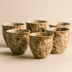 Rustic Ceramic Espresso Cup Set of 6, 90ml Glazed Finish
