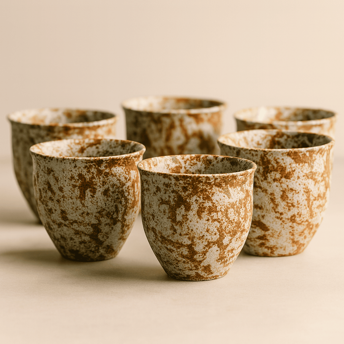Rustic Ceramic Espresso Cup Set of 6, 90ml Glazed Finish