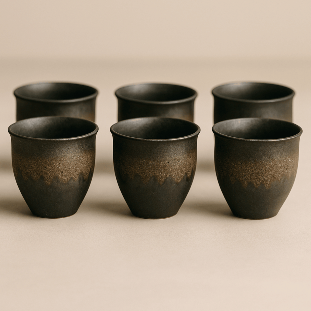 Rustic Ceramic Espresso Cup Set of 6, 90ml Glazed Finish