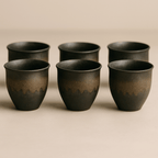 Rustic Ceramic Espresso Cup Set of 6, 90ml Glazed Finish