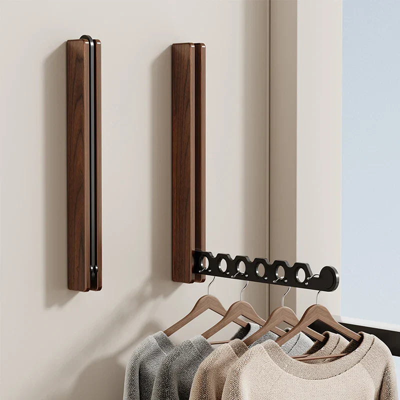 Folding Wooden Wall Coat Rack, Space-Saving, 31.5 x 27cm