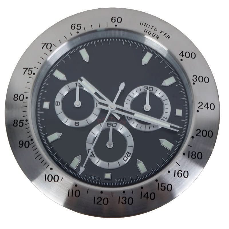 Silent Wall Clock with Steel Frame and Glowing Hands
