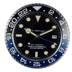 Silent Wall Clock with Steel Frame and Glowing Hands