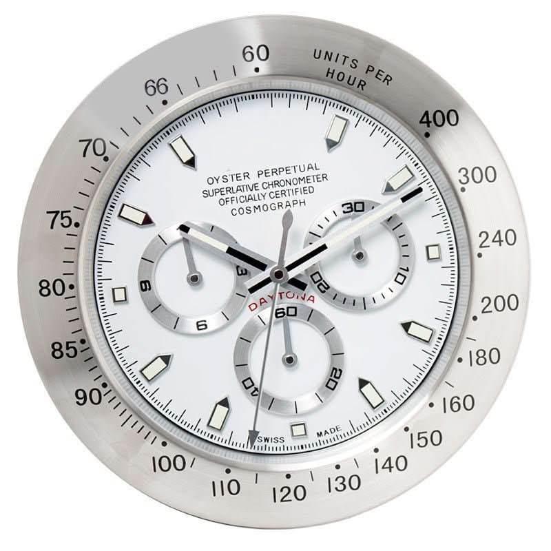 Silent Wall Clock with Steel Frame and Glowing Hands