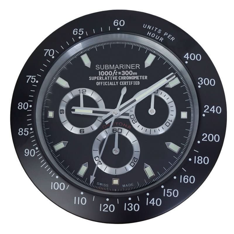 Silent Wall Clock with Steel Frame and Glowing Hands