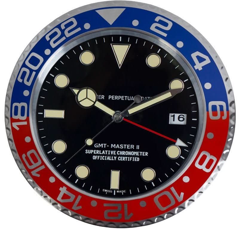 Silent Wall Clock with Steel Frame and Glowing Hands
