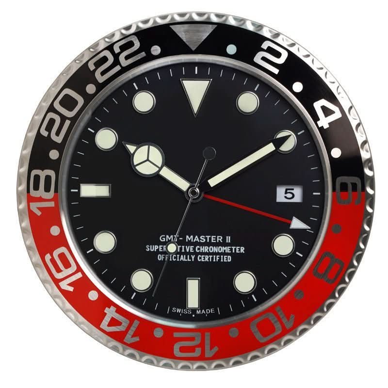 Silent Wall Clock with Steel Frame and Glowing Hands