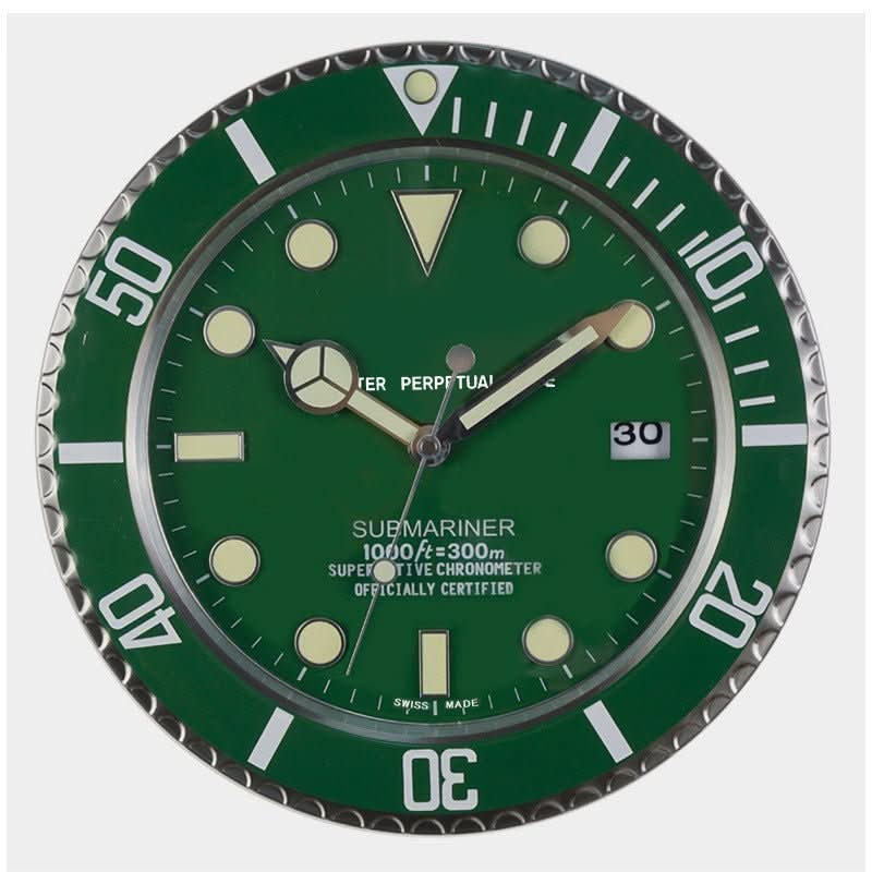Silent Wall Clock with Steel Frame and Glowing Hands