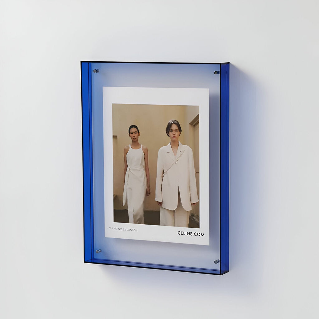 Clear Acrylic Photo Frame, Freestanding or Wall Hung, 5 Sizes