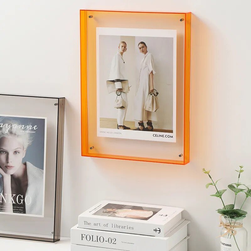 Coloured Acrylic Photo Frame for Wall or Tabletop, 5 Sizes